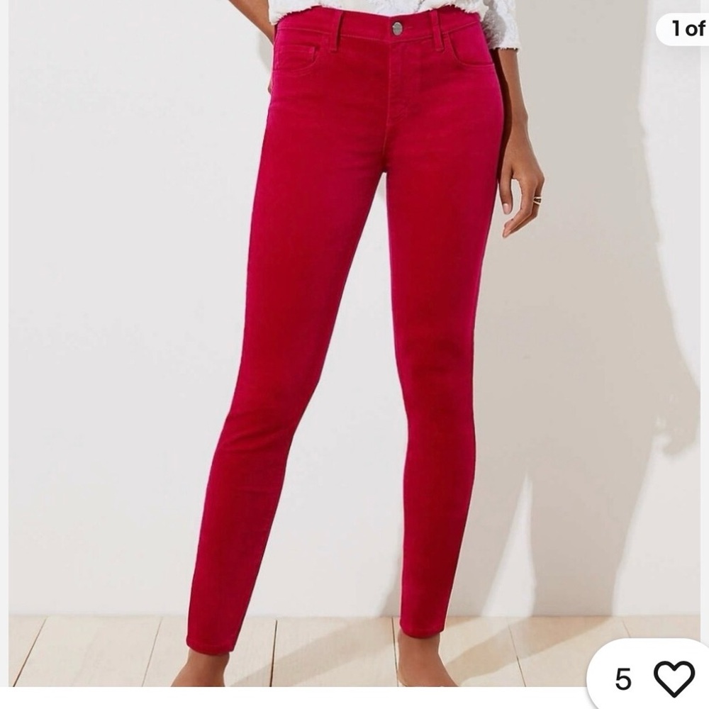 LOFT Vibrant Red Skinny Pants